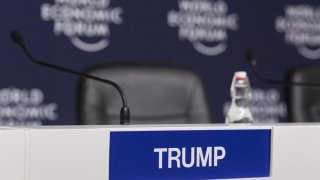 Davos (Switzerland), 22/01/2020.- A name tag indicates the spot where Ivanka Trump, Senior Advisor to the US President, will sit for a press conference during the 50th annual meeting of the World Economic Forum (WEF) in Davos, Switzerland, 22 January 2020. The meeting brings together entrepreneurs, scientists, corporate and political leaders in Davos under the topic 'Stakeholders for a Cohesive and Sustainable World' from 21 to 24 January 2020. (Suiza) EFE/EPA/ALESSANDRO DELLA VALLE