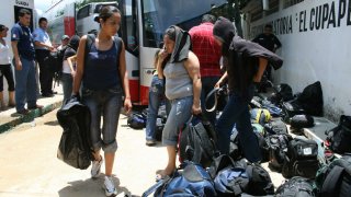 Migrantes detenidos en Chiapas.
