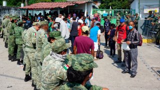 Migrantes en frontera sur de México