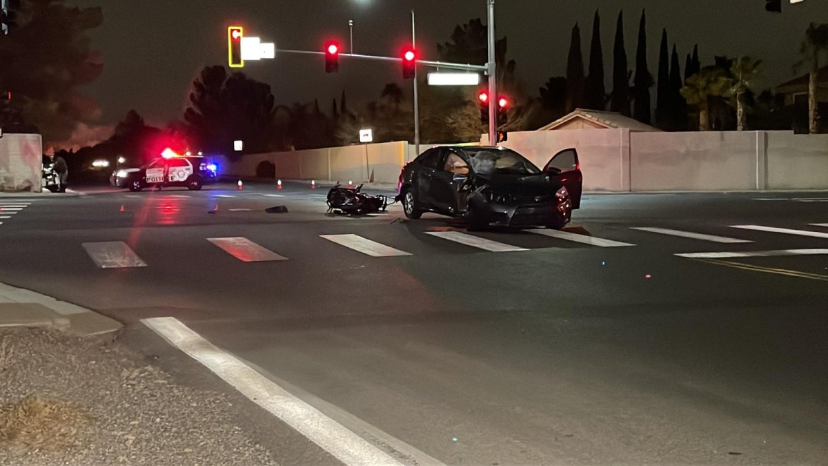 Crash at Desert Inn and Tenaya leaves a biker dead