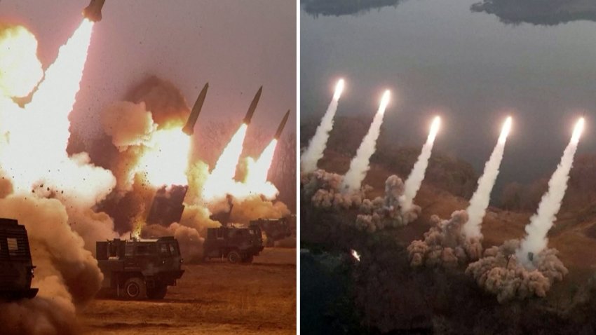En imágenes: Corea del Norte lanza una lluvia de misiles durante prueba militar