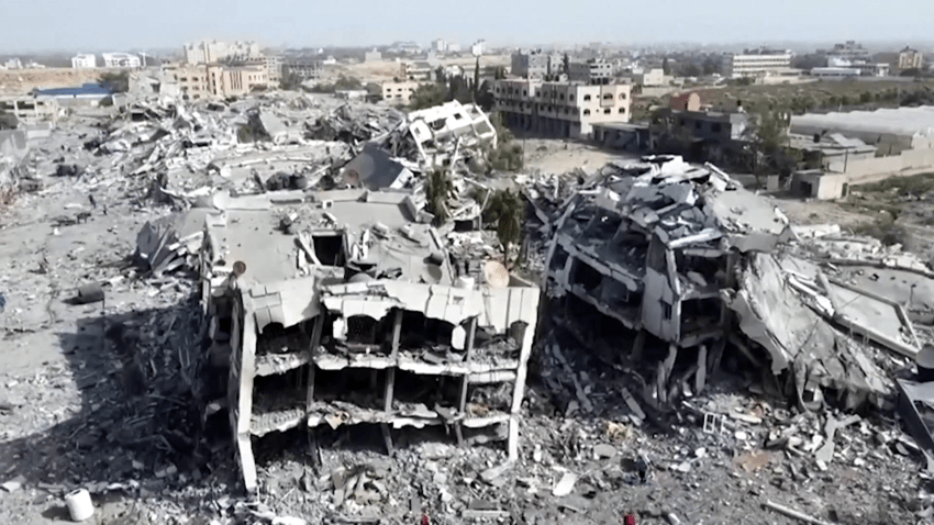Drone image of Gaza Strip after Israeli missiles
