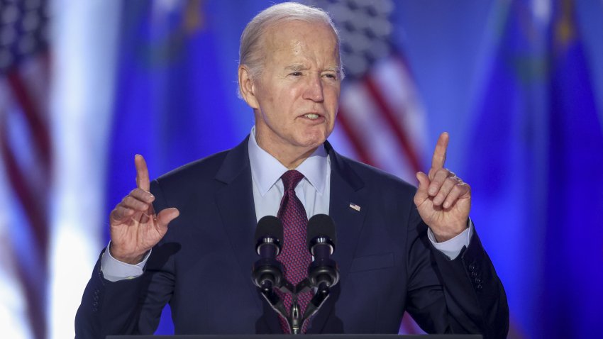 US President Joe Biden speaks during a campaign event at Pearson Community Center in Las Vegas, Nevada, US, on Sunday, Feb. 4, 2024. Biden implored Nevada voters to make Republican frontrunner Donald Trump a “loser,” part of a two-day swing designed to gain an advantage in a battleground state he hopes to win again later this year. Photographer: Ian Maule/Bloomberg via Getty Images