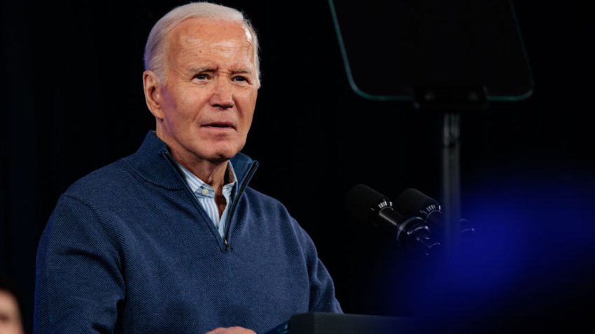 US President Joe Biden during a campaign event at Strath Haven Middle School in Wallingford, Pennsylvania, US, on Friday, March 8, 2024. Biden predicted the Federal Reserve would soon cut rates, as the administration places greater emphasis on housing costs in its election fight against Donald Trump. Photographer: Hannah Beier/Bloomberg via Getty Images