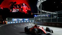 LAS VEGAS, NEVADA – NOVEMBER 18: Carlos Sainz of Spain driving (55) the Ferrari SF-23 on track in front of Sphere during qualifying ahead of the F1 Grand Prix of Las Vegas at Las Vegas Strip Circuit on November 18, 2023 in Las Vegas, Nevada. (Photo by Chris Graythen/Getty Images)