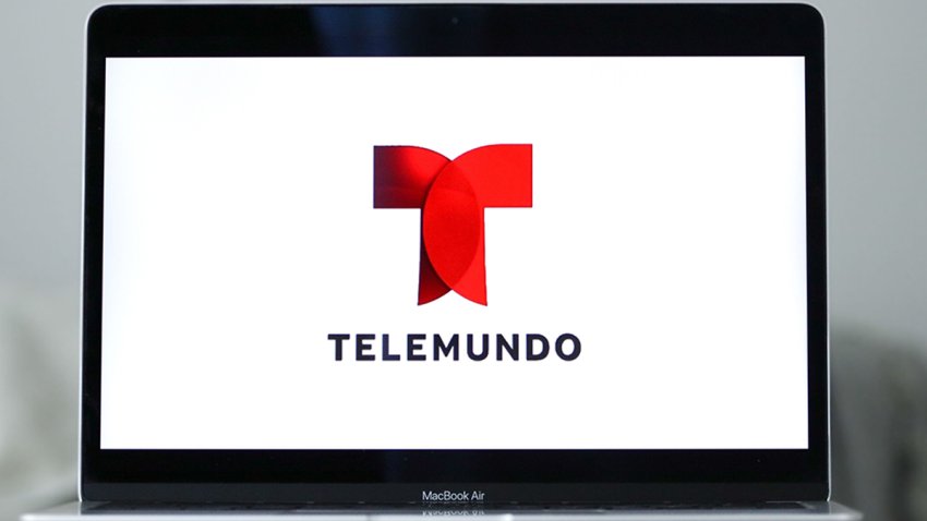 NEW YORK, US – Sep 24, 2022: A closeup of the logo of Telemundo, an American Spanish-language TV station on a laptop screen