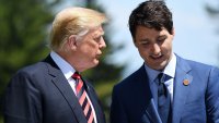 QUEBEC CITY, QC – JUNE 08:  Prime Minister of Canada Justin Trudeau (R) speaks with U.S. President Donald Trump during the G7 official welcome at Le Manoir Richelieu on day one of the G7 meeting on June 8, 2018 in Quebec City, Canada. Canada will host the leaders of the UK, Italy, the US, France, Germany and Japan for the two day summit, in the town of La Malbaie.  (Photo by Leon Neal/Getty Images)