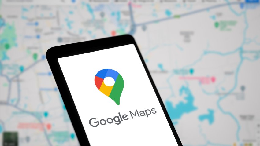 Dhaka, Bangladesh- 09 Apr 2024: Google maps logo is displayed on smartphone.