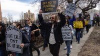 NEW YORK, NEW YORK – MARCH 22: Demonstrators march to Congresswoman Nicole Malliotakis’ congressional office to protest proposed cuts to the federally funded Medicaid program, March 22, 2025, in the Bay Ridge neighborhood of the borough of Brooklyn, New York City. Malliotakis is one of the few Republicans representing a New York City congressional district, and frequently votes to support President Trump’s legislative agenda. (Photo by Andrew Lichtenstein/Corbis via Getty Images)