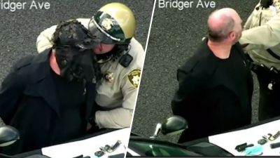En imágenes la detención de hombre enmascarado durante manifestación en Las Vegas