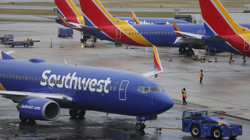 BALTIMORE, MARYLAND &#8211; NOVEMBER 26: Airplanes with Southwest Airlines sit on the tarmac at the Baltimore/Washington International Thurgood Marshall Airport on November 26, 2025 in Baltimore, Maryland. Airlines expect up to 31 million travelers to fly during the Thanksgiving holiday between November 21 and December 1. (Photo by Anna Moneymaker/Getty Images)