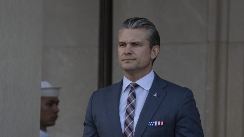 WASHINGTON DC, UNITED STATES &#8211; DECEMBER 4: United States Secretary of War Pete Hegseth welcome Sweden&#8217;s Defence Minister Pal Henning Jonson (not seen) with an official ceremony at the Pentagon in Washington, United States on December 4, 2025. (Photo by Celal Gunes/Anadolu via Getty Images)