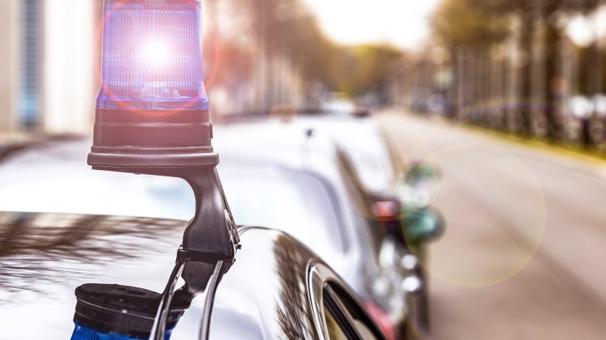 Police light on a civil car of the german police