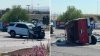 Dos heridos tras colisión y vuelco en Russell Road y Galleria Drive